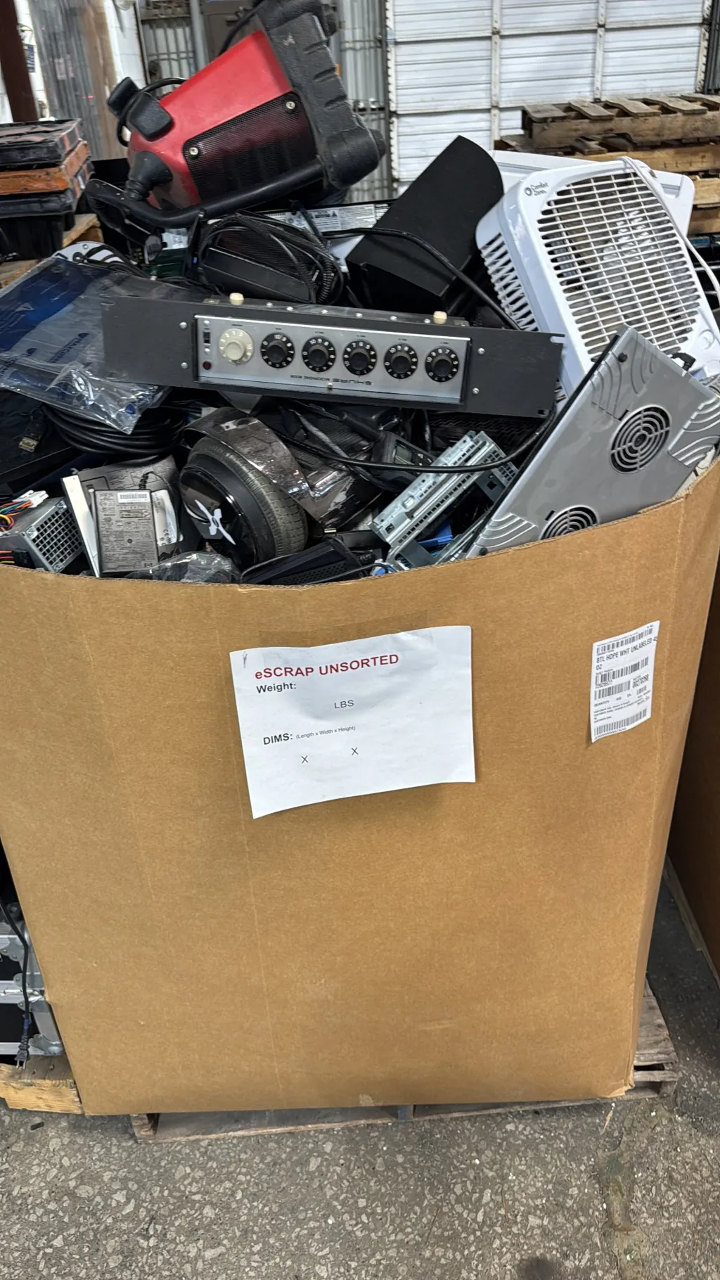 electronics scrap unsorted bin
