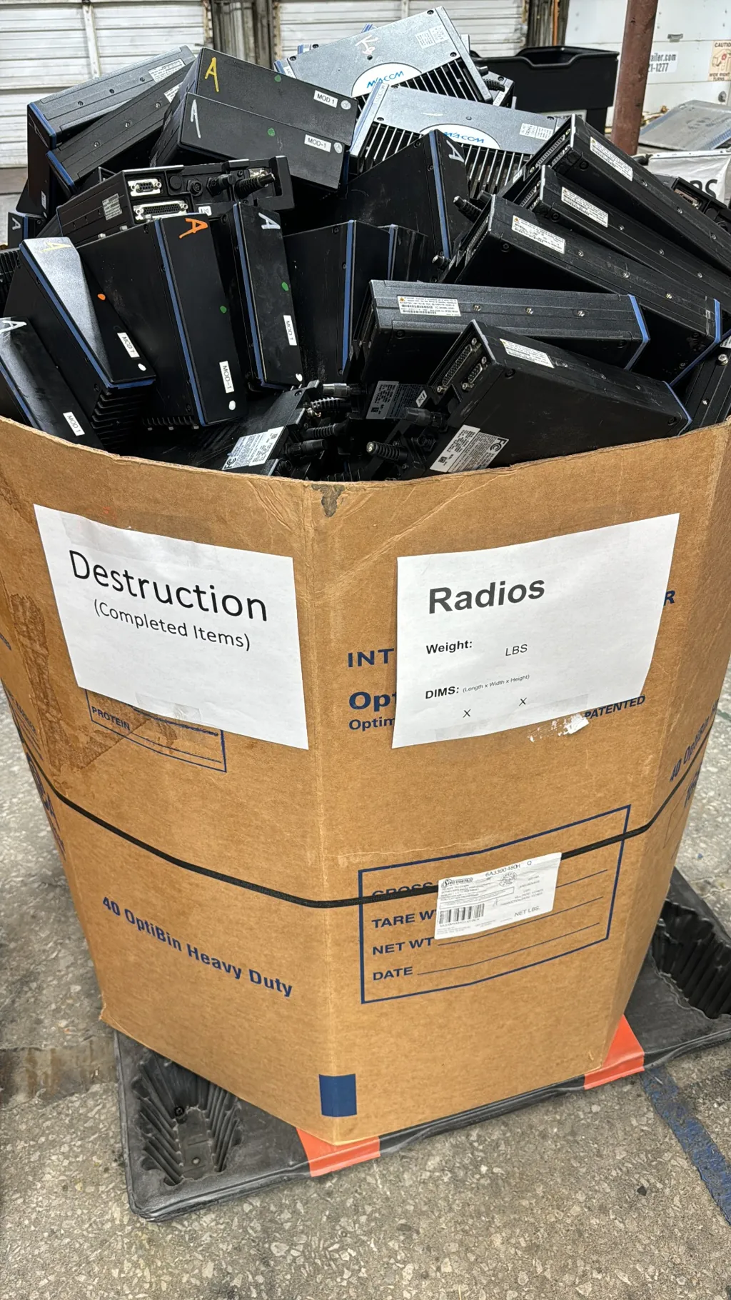 two way radios bin destruction